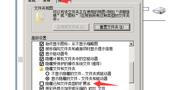 服务器里面怎么能显示文件后缀，扩展名？比如txt zip的后缀怎么显示出来？